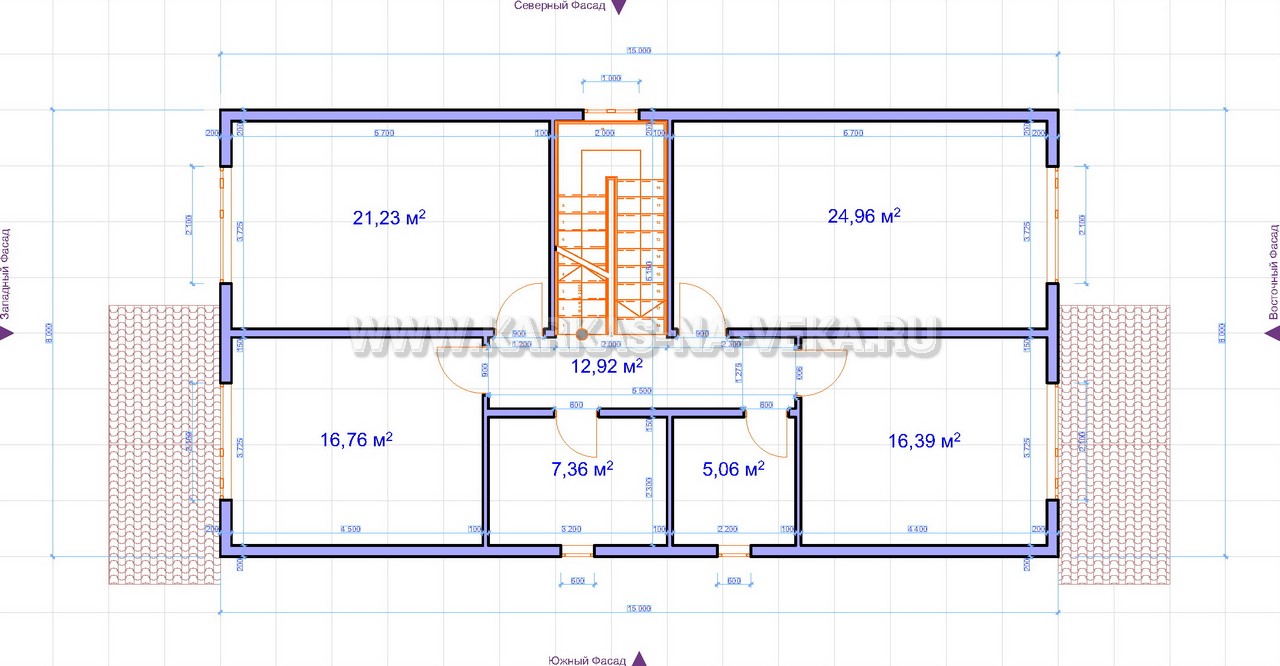 Проект просторного каркасного двухэтажного дома 8х15 метров