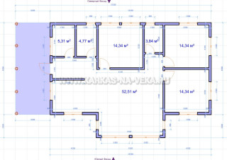 Каркасный дом 10х14 одноэтажный - проект 10-14-4