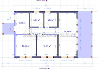 Каркасный дом 8х11 одноэтажный - проект 8-11-9